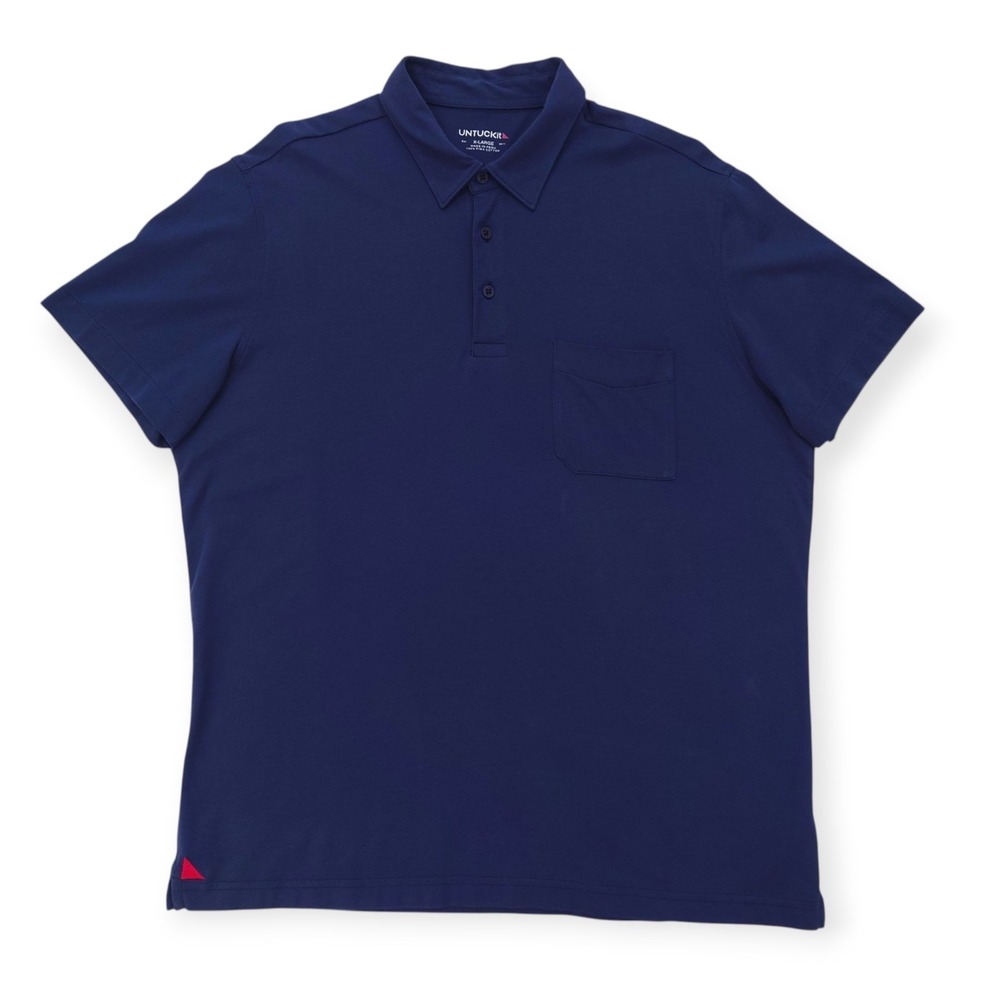 UNTUCKit Polo Shirt Mens XL Navy Blue Short Sleeve Pima Cotton Classic Casual
